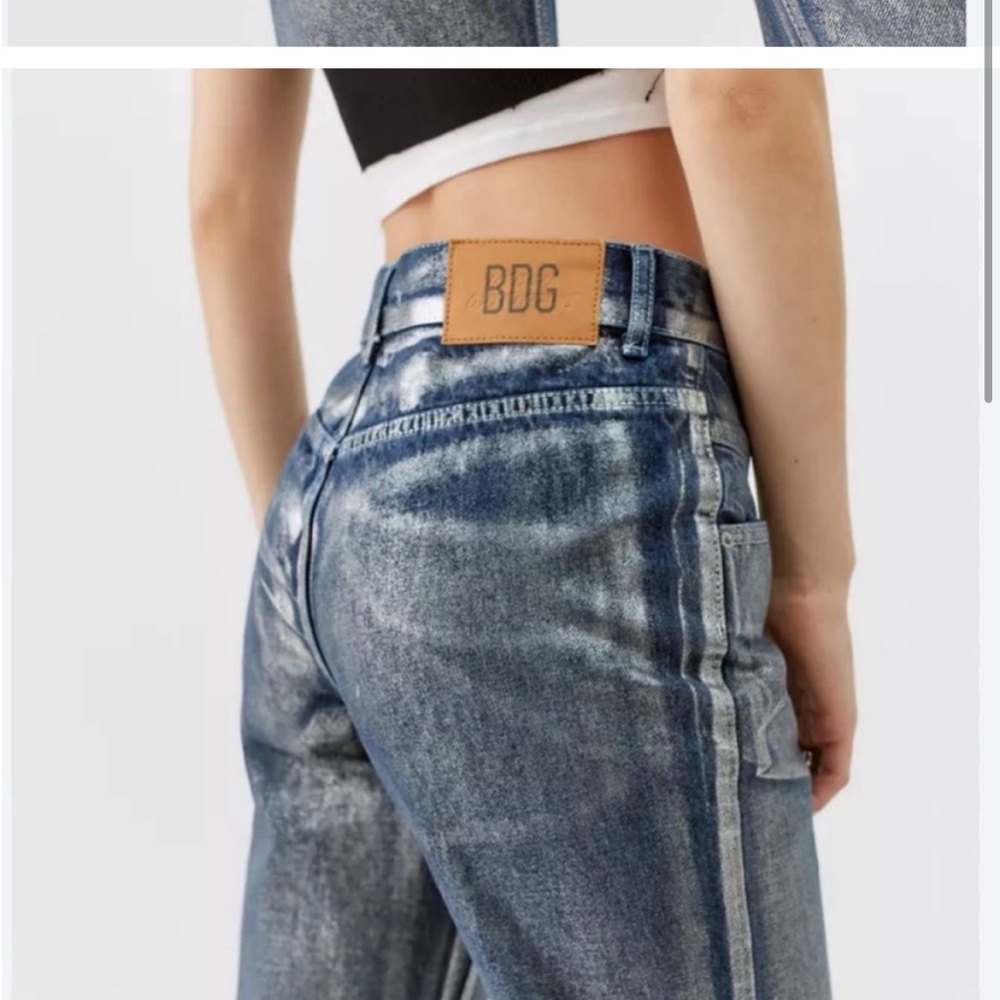 Urban Outfitters BDG Women's Metallic Cowboy Jean 28 straight leg - Picture 4 of 11